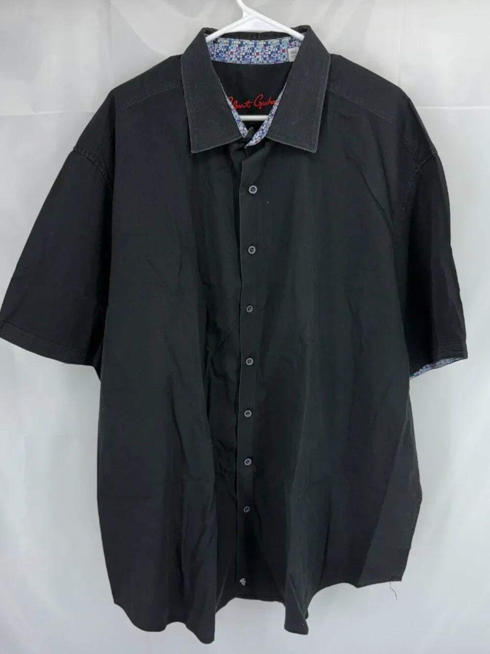 Robert Graham Men Big 3XL Button Down Shirt Short Sleeve Black Printed Everyday - Picture 1 of 7